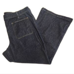 J. Crew Flat Front Dark Blue Wash Bootcut Trouser Jeans, Size 32 (14)